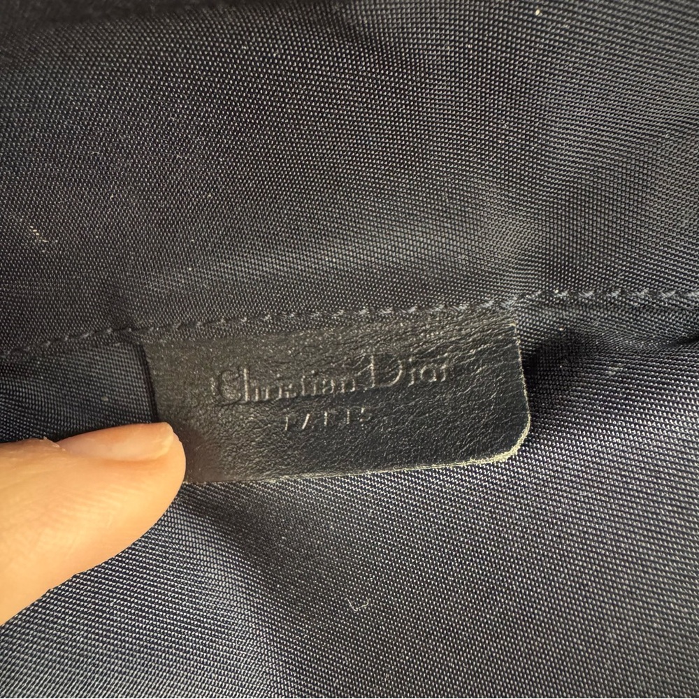 DIOR/Christian Dior CD Saddle Bag Navy Trotter Jacquard Pouch - Picture 10 of 11